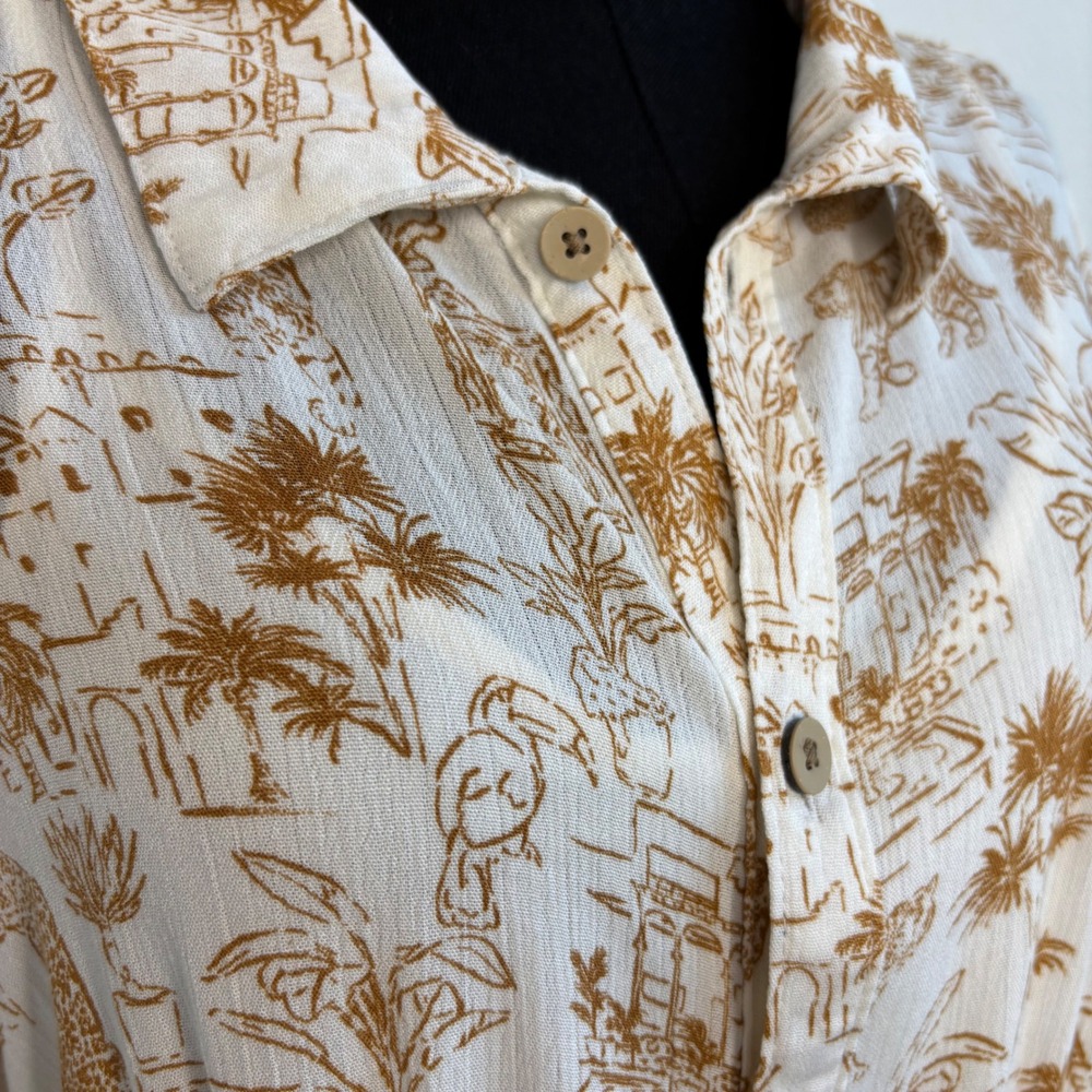 ONeill Tropical Safari Print Button Front Maxi Dress | White Medium NWT travel - Picture 3 of 16